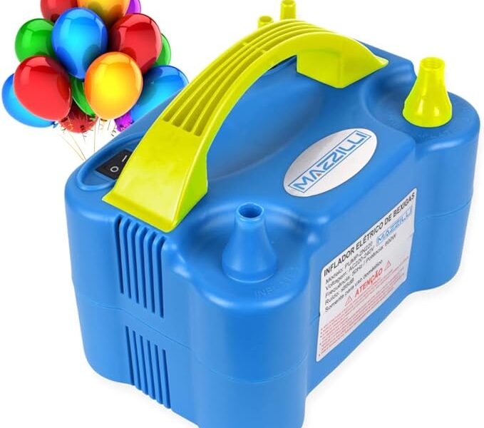 Inflador Compressor Balão Bexiga 2 Bico Festa Aniversário Cor Azul110v