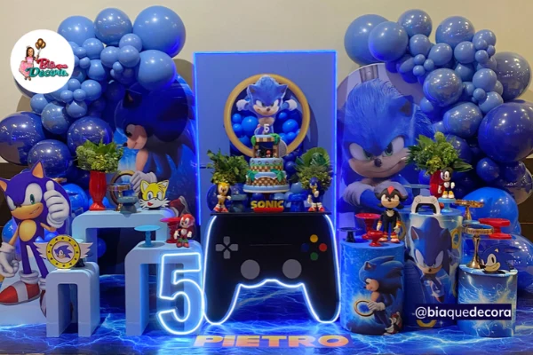 Decoração de festa tema Sonic