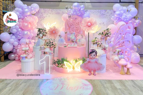 decoração de aniversário feminino diferente tema jardim das borboletas